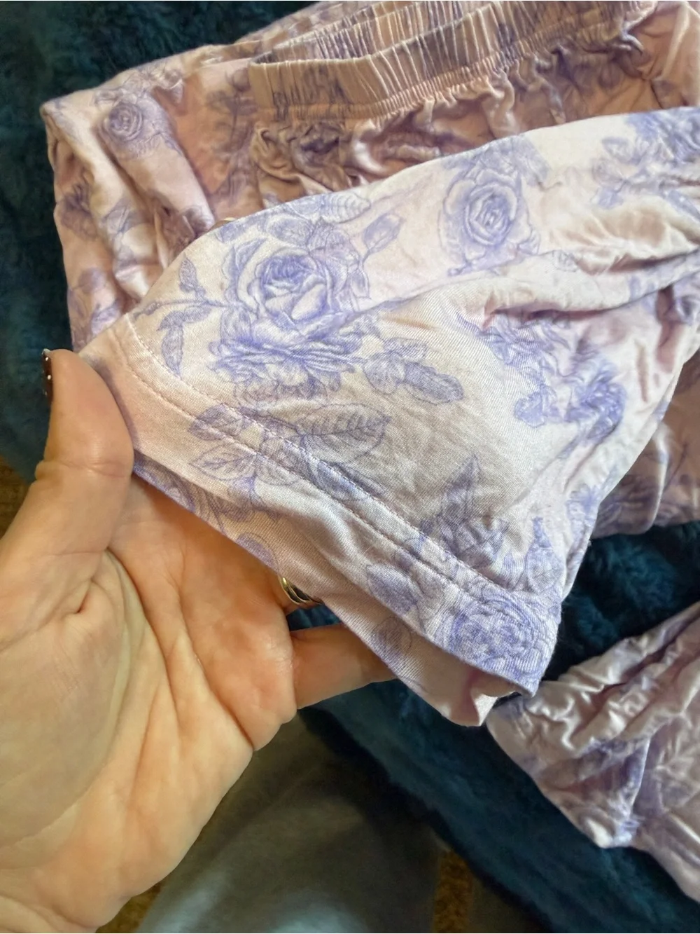 Pink Lily Lavender Floral Wide-Leg Pajama Set